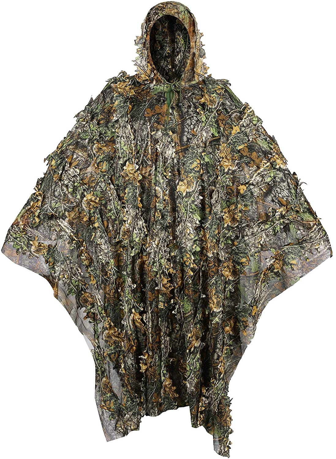Ghillie Suit Woodland - Camouflage Ghillie Poncho 3D Leaves Hunting