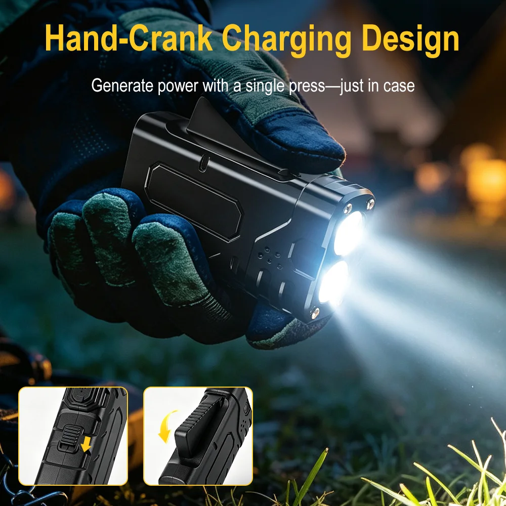 BORUIiT Hand Crank EDC LED Fla - огляд і ціна Hunting Fishing Outdoor